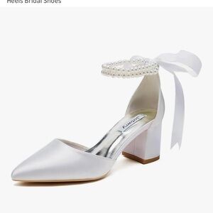 Amazon White Pearl Ankle Strap Heels